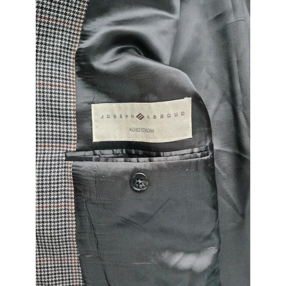 Joseph Abboud Men's 42L Three Button Wool Sports Coat Gray Multi Check